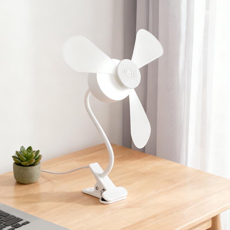 Silent Eye-Protecting Three-Blade Clip-On Fan Light with Three-Speed Adjustment for Bedroom or Living Room.