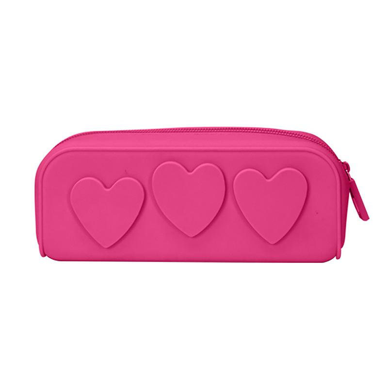 

Силиконовые сумки на молнии, многоразовые силиконовые сумки в форме сердца, косметичка, портативный чехол для кистей для макияжа для женщин розы красного