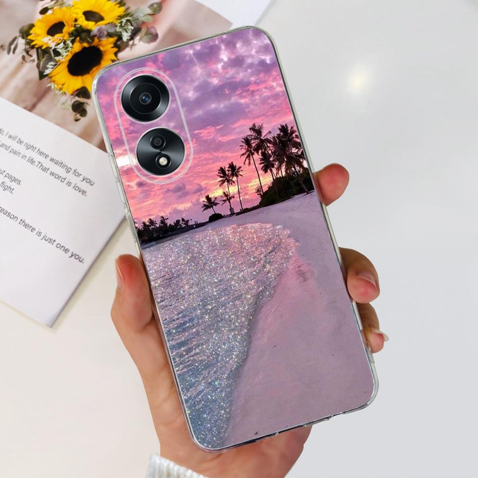 For Cover Oppo A58 4G CPH2577 Case Love Heart Butterfly Cover Shell For Oppo A78 5G 4G CPH2565 Soft Clear TPU Bumper Etui
