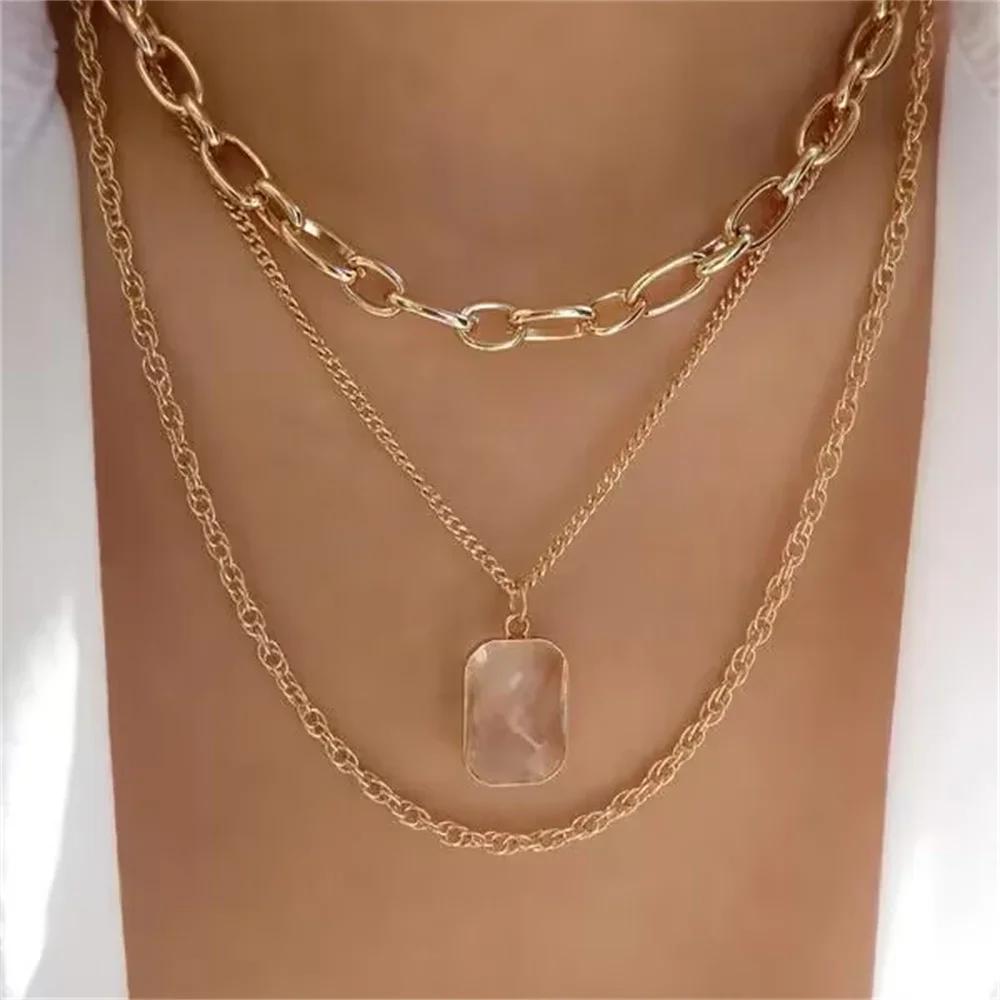 Vintage Mode Einfache Vergoldete Schlangenkette Imitation Perlen Anhänger Halskette Für Frauen Weiblich Boho Mehrstufiger Schmuck Geschenk