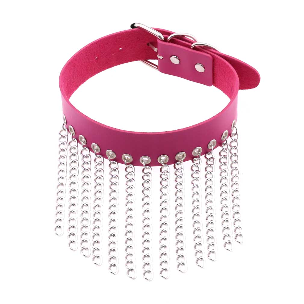 Hip Hop Non Mainstream Punk Leather Men Women Collar Personality Metal Tassel Necklace Clavicle Chain