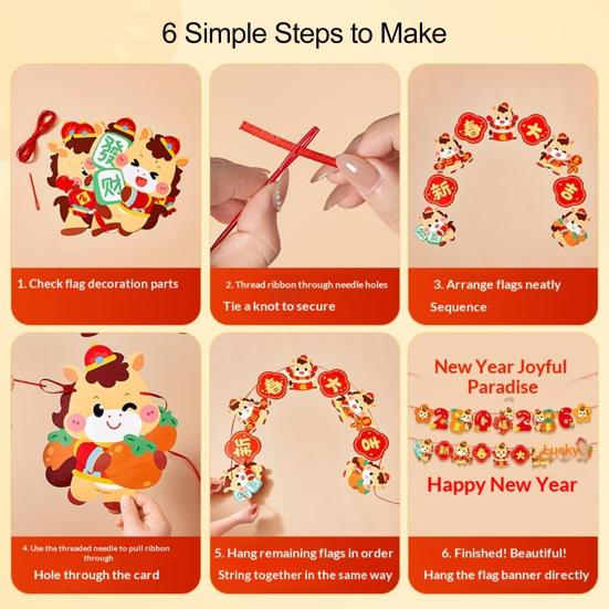 New Year Banner 2026 Happy New Year Banner Pre-Strung Glitter New Year Eve Party Banner Home Decoration