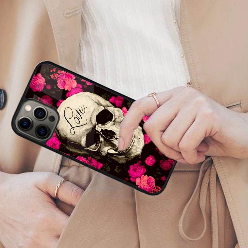 Skull Pink Roses Magnetic Phone Case For APPLE iPhone 17 Air 16 14 13 12 Pro Max 15 Plus Wireless Charge With MagSafe Cover