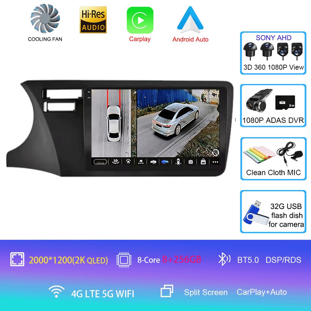 For Fit Honda City 2014 2015 2016 2017 Multimedia Stereo Android 14 Car Radio DVD Video Player Navigation GPS Left Hand Driving