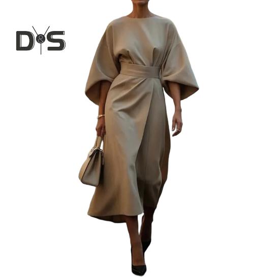 

Женское платье миди с рукавами три четверти «летучая мышь», облегающее, с высокой талией, однотонное, с круглым вырезом, длинное платье, летнее, весеннее, выпускное, вечернее ... XXL хаки