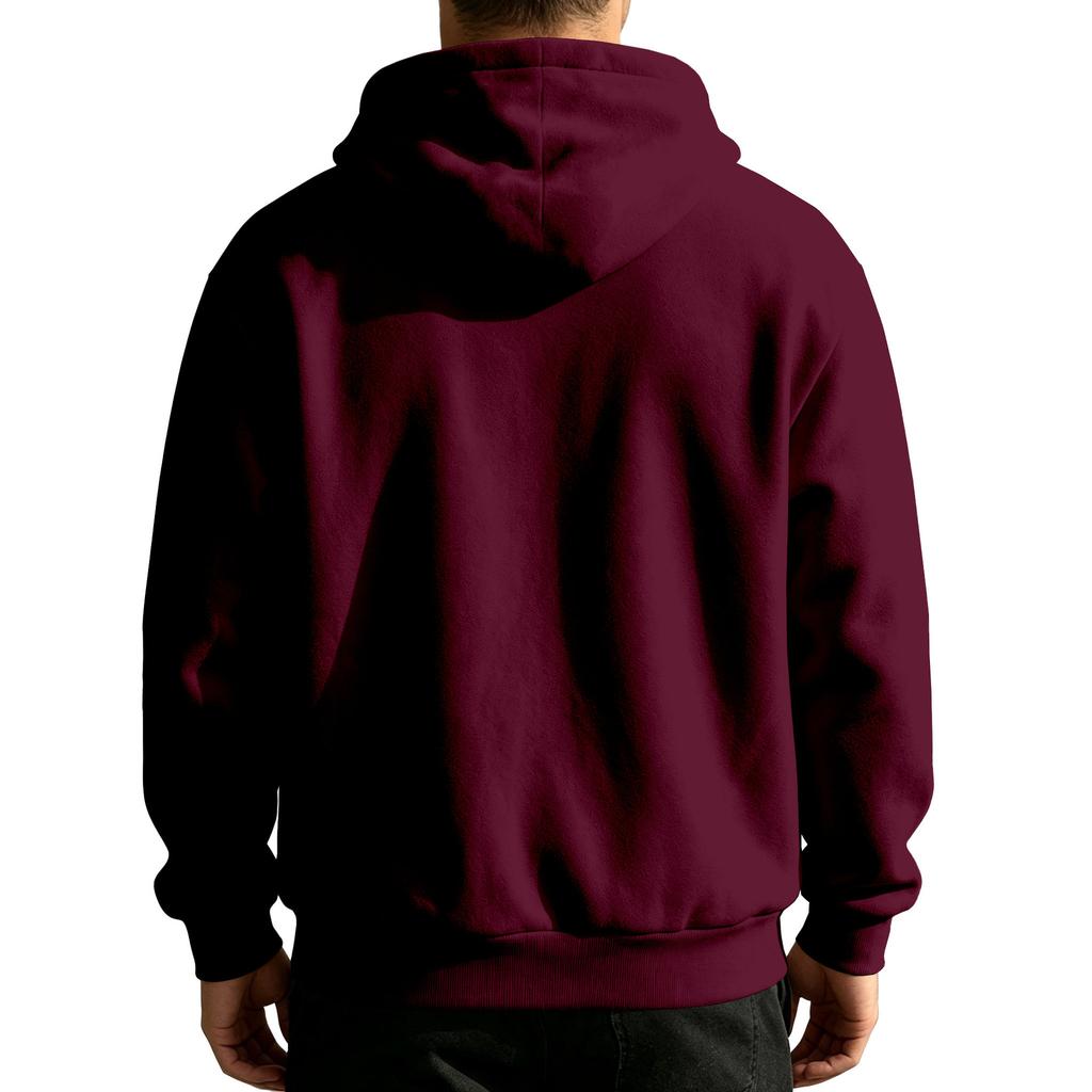 Men's Half‑Zip Fleece Hoodie, Leather‑Tip Drawstrings, Ribbed Cuffs & Hem, Relaxed Fit Casual Pullover Sweatshirt