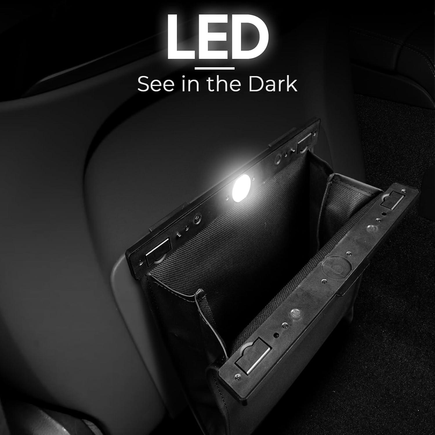 

Smart LED Car Trash Can - Leak-Proof Garbage Bin for Cars, SUVs, Trucks - Easy Install, Storage Bag for Front, Back, Console чорний