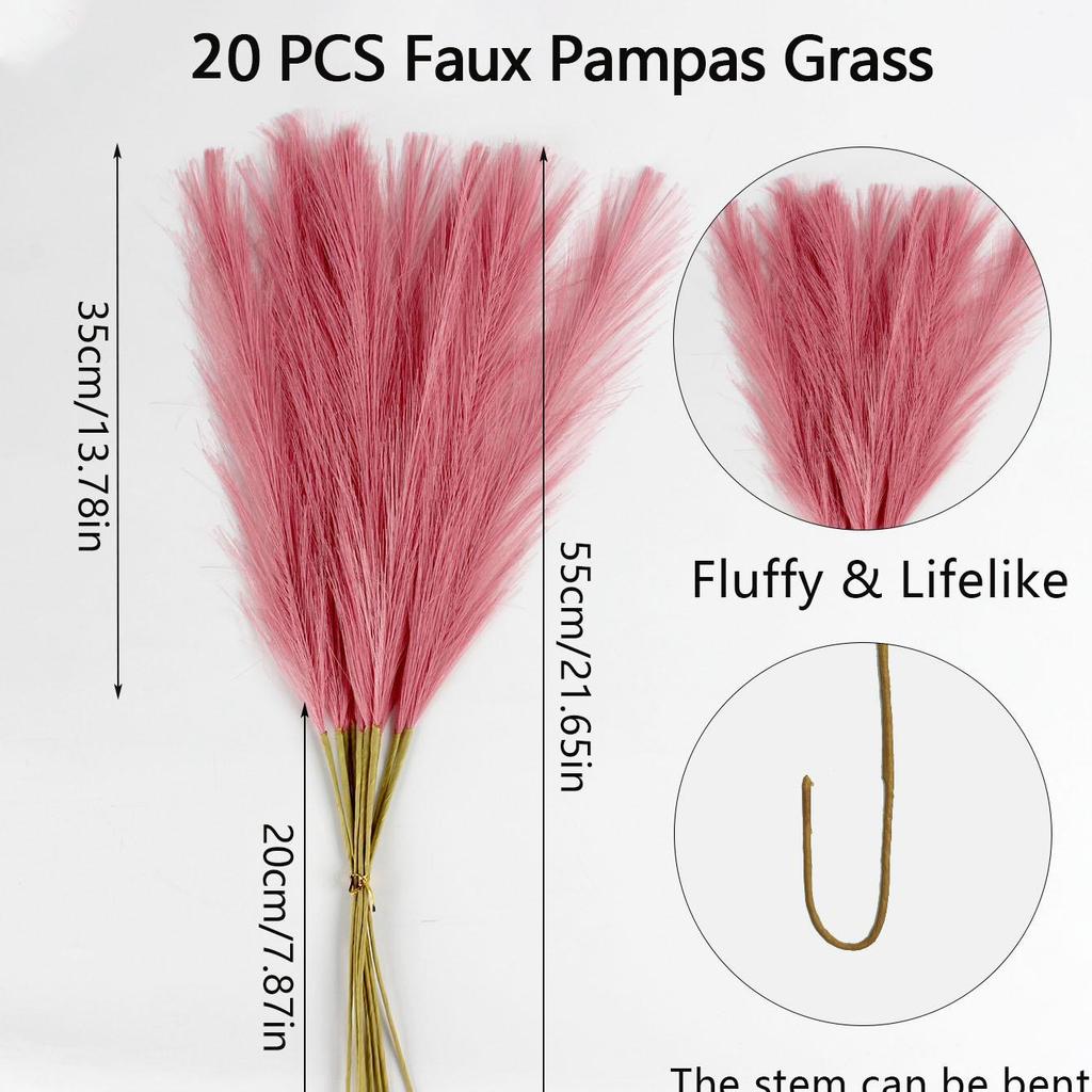 Artificial Pampas Grass & Cattails: Eternal Flower Wedding & Home Décor (55cm)