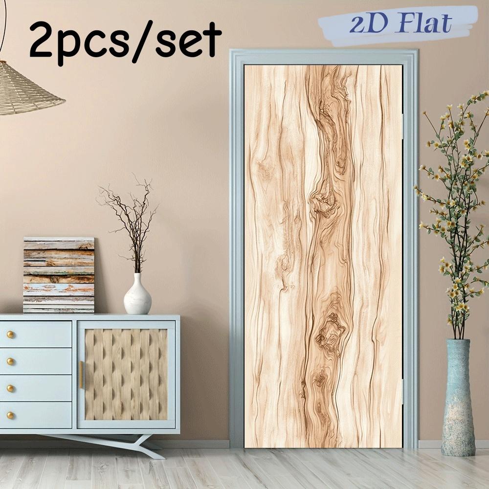 

2pcs wood grain decorative door and wall stickers can be easily installed without professional tools. The realistic natural wood (as the picture,38.5x200cmx2)