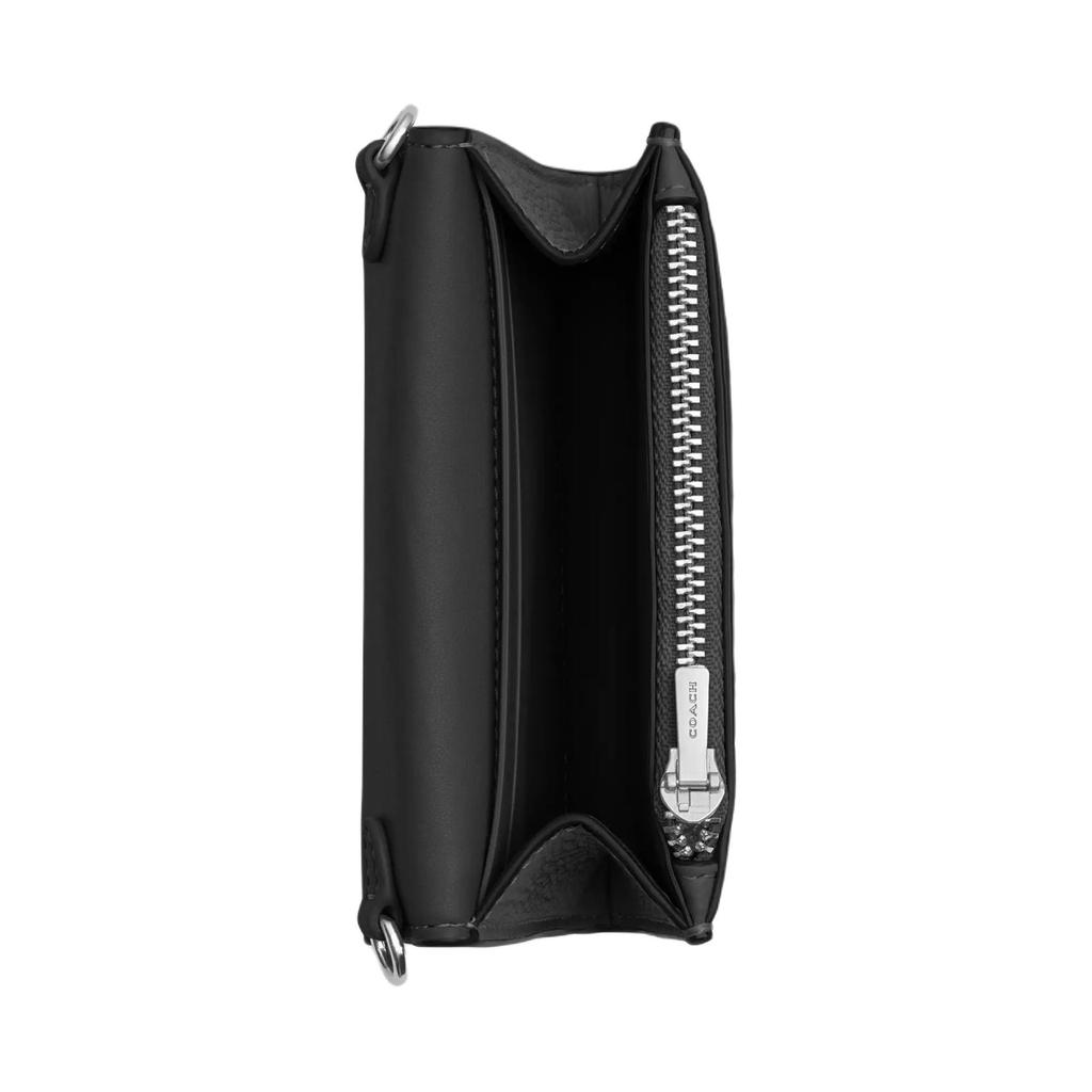 Coach Umschlag 12 Brief Logo Exquisites Kieselkornleder Schulter Crossbody Geldbörse Damen Geldbörse Schwarz CU170-SVBK