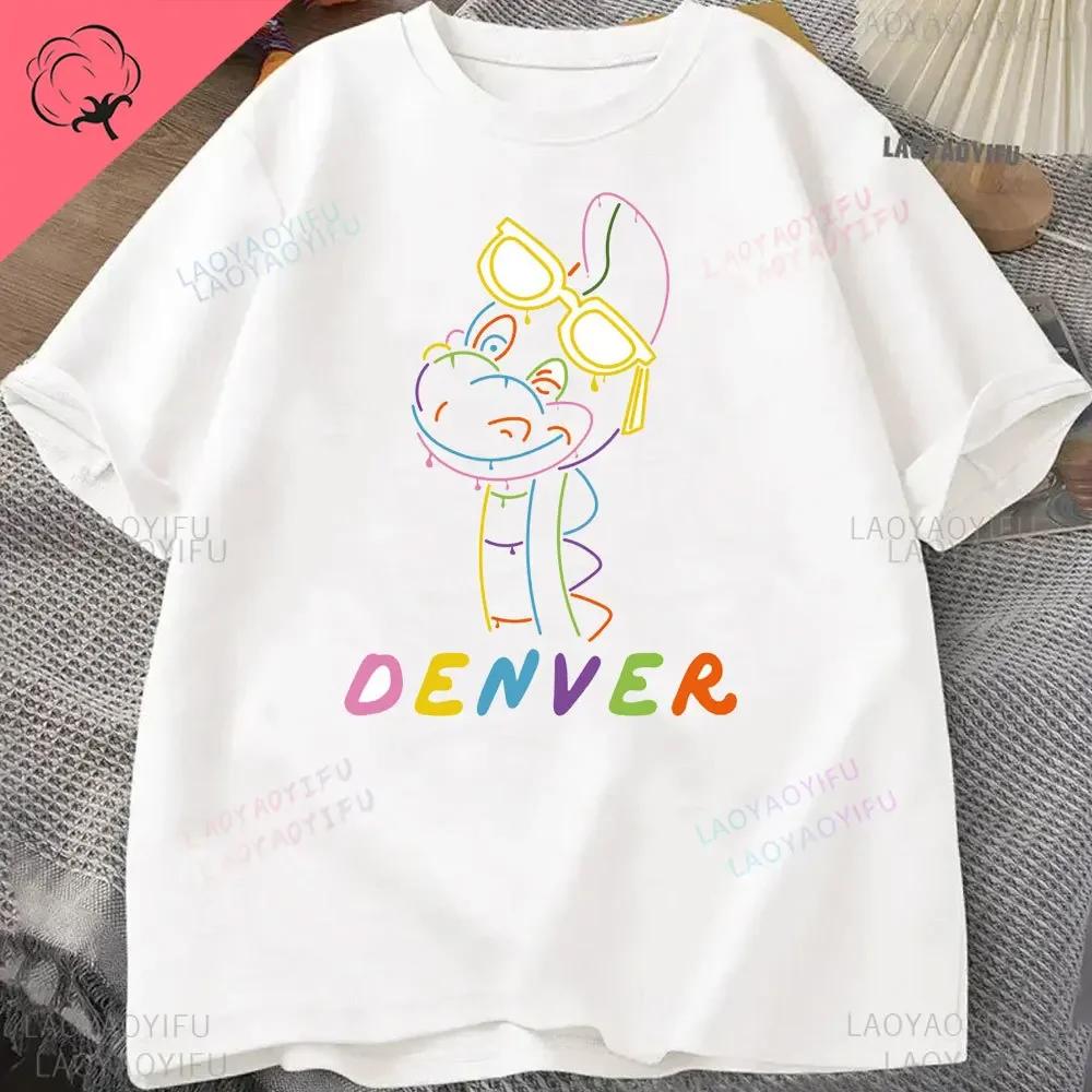 Neon Round Collar TShirt Denver The Last Dinosaur Jeremy Cartoons Fabric Basic Cartoon T Shirt Girl Clothes New Design Hot Sale S