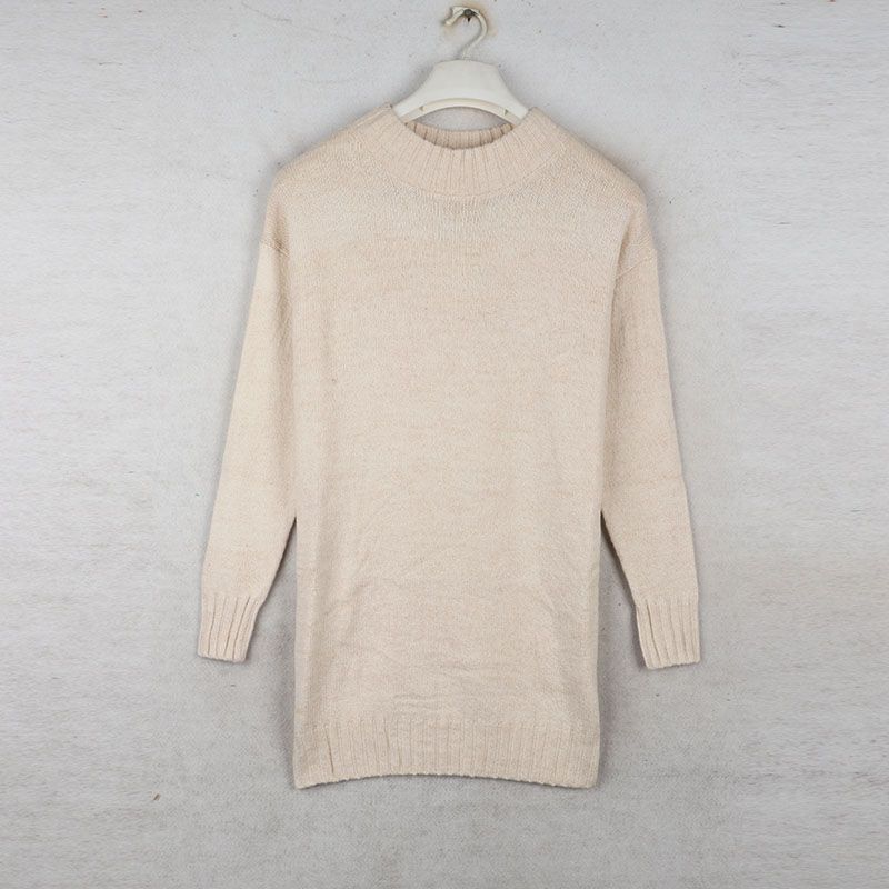 House Autumn and Winter New Arrival Export European and American Women's Clothing Mid Round Neck Long Sleeves Sweater Mid Length Long Length Knitwear
