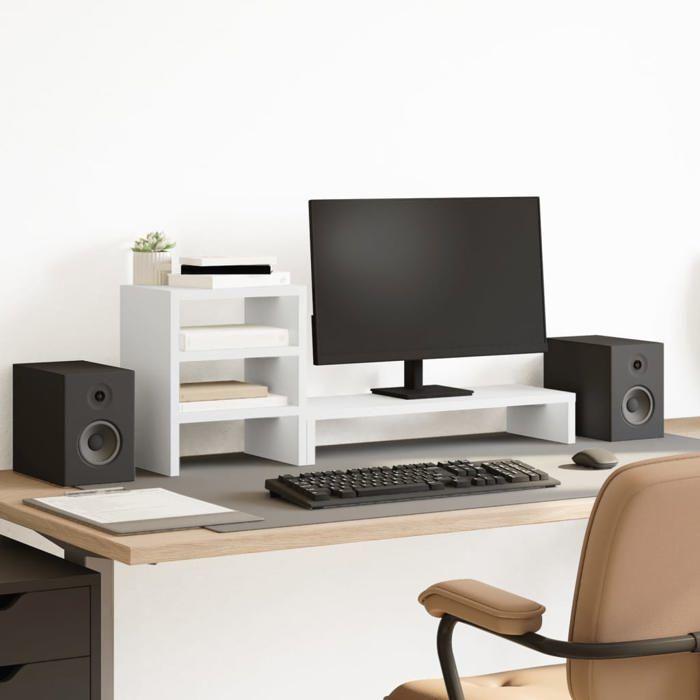VidaXL Support de moniteur et organisateur de bureau bois d'ingénierie, support de moniteur réglable, support pour écran 854733