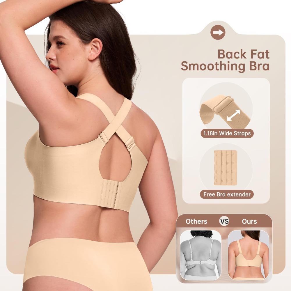 Women Soft Support Wireless Bra, Seamless Thin Style Jelly Bra Push Up Comfortable Brassiere for Large Bust