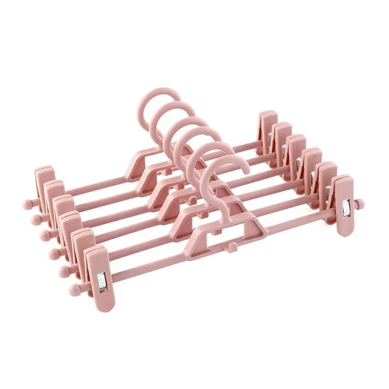 3/6PCS Attachable Pants Skirts Hanger with Non-slip Clips Clothes Drying Rack Wardrobe Space-saving Storage Organizer