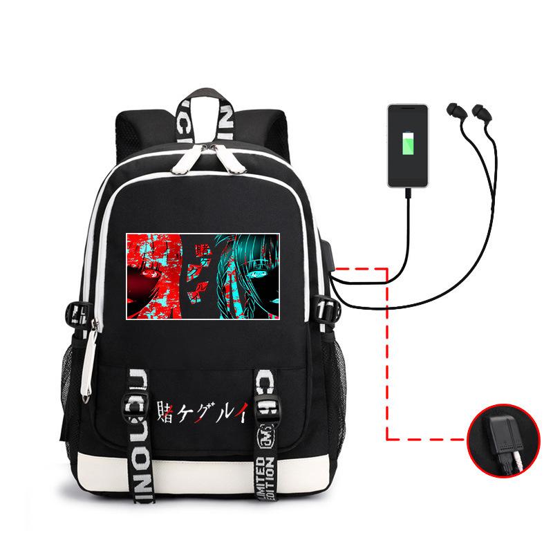 School bag, animation, the abyss of gambling, peripheral multi-function USB earphones, large-capacity men's business backpack