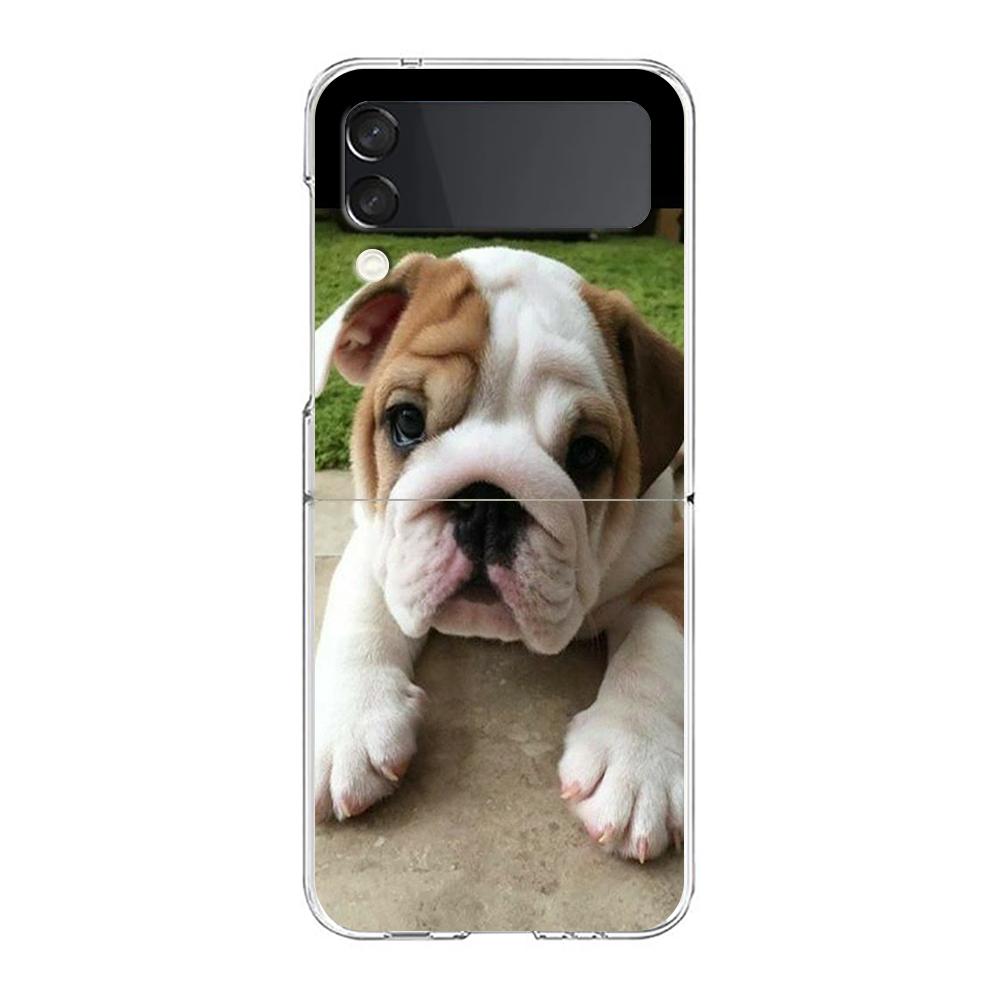 Phone Case For Samsung Galaxy Z Flip 3 4 5 Hard Folding Clear PC Bumper For Samsung Z Flip 6 Back Cover French Bulldog Dog Pet