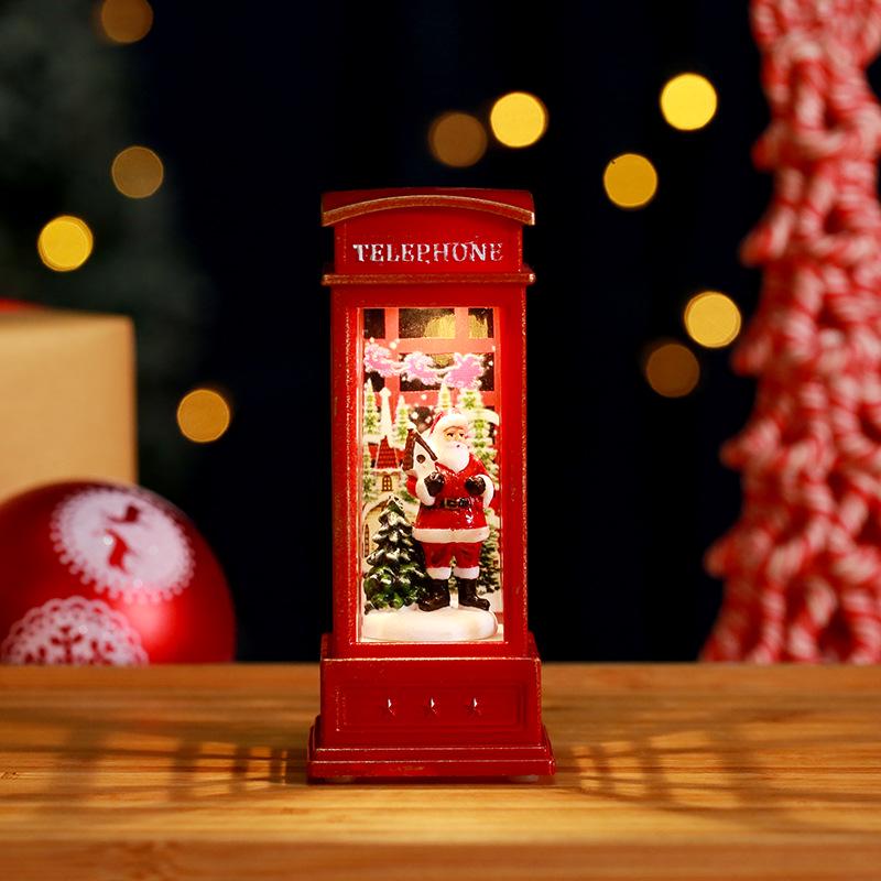 Light-Up Santa Claus Phone Booth Christmas Lantern Ornament