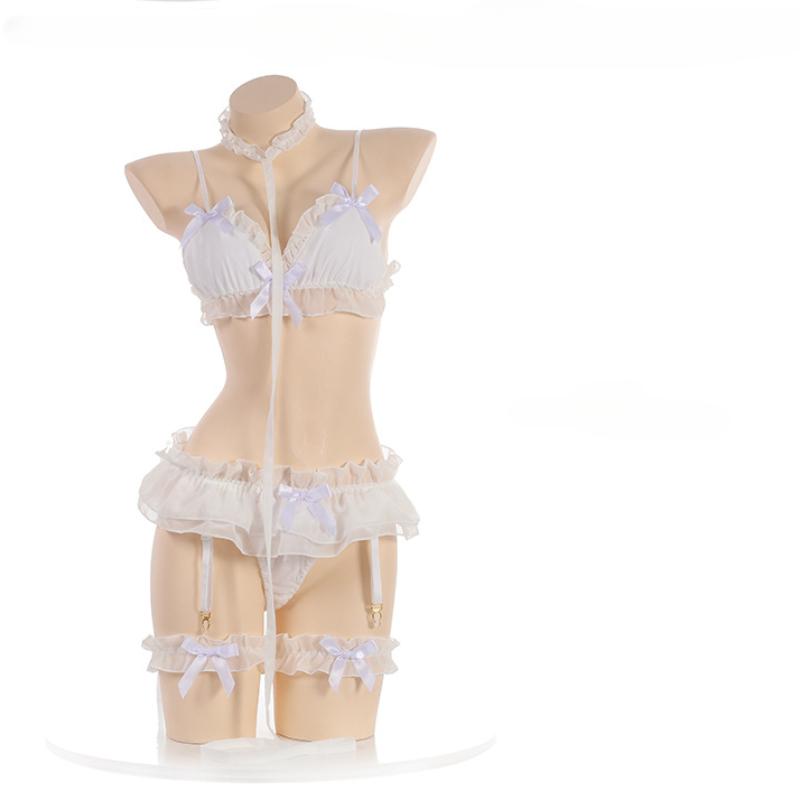 Japanese Women Lingerie Set Clothing Lace Ruffle Underwear Kawaii Costume Maid Transparent Exotic Sleepwear
