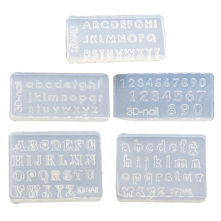 

5Pcs/set Nail Art Molds UV Epoxy Resin Glue Silicone Mould Letters and Numbers 1