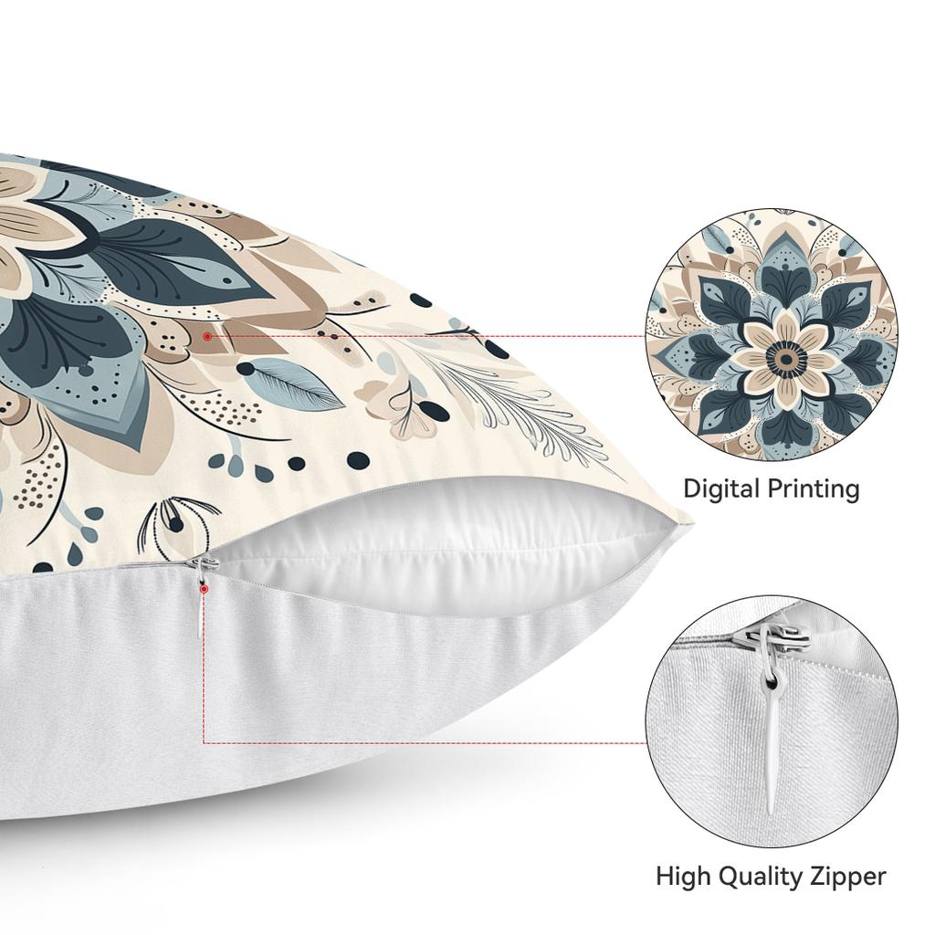 Beige Bohemian Flowers Cushion Covers Pillowcase Home Decor Bedroom Sofa Cushion Cover Living Room Car Home Decor