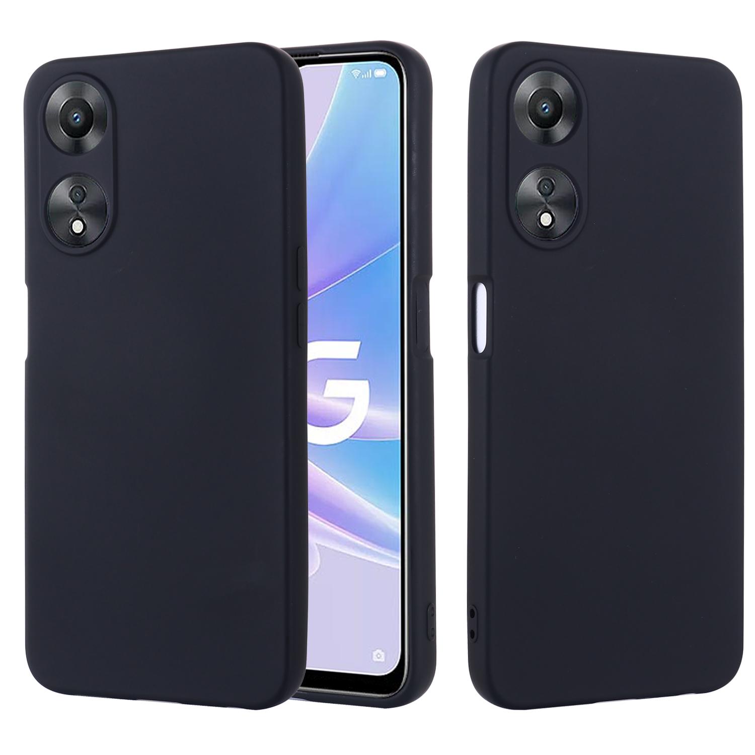 

Phone Cover for Oppo A58 5G/A58x 5G/A78 5G,Liquid Silicone Anti-Dust Soft Lining Protective Case with Strap Black