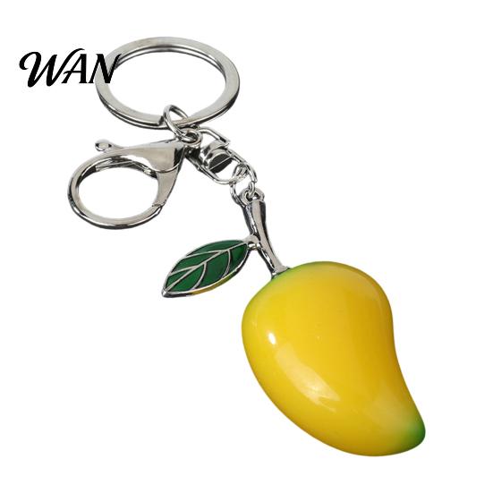 Fruit Pendant Keychain Zinc Alloy Mango Shape Key Chain with Lobster Clasp Easy To Hang Holder Backpack Car Accessory