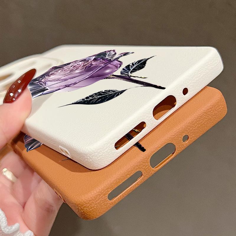 Crystal Rose Pattern Leather Texture Slim Matte Case For Xiaomi 13T Pro Poco X7 X6 Redmi Note 14 13 Pro 12 11 10 Pro TPU Soft Shockproof Phone Cover