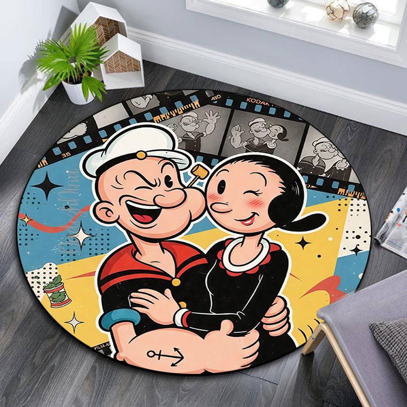 Popeye the Sailor Man,Round Area Rug,Carpet Rug for Living Room Bedroom Sofa Playroom Decor,Non-slip Floor Mat