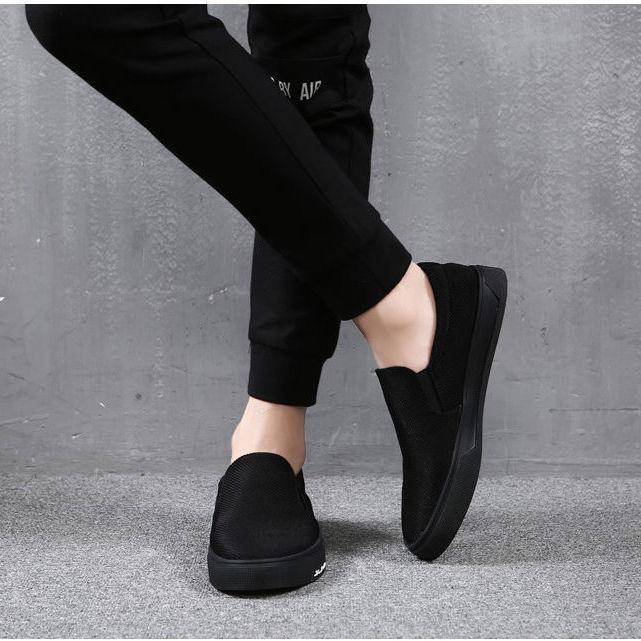 Cloth shoes men's four seasons men's shoes Korean version canvas shoes casual shoes black board shoes one pedal lazy shoes