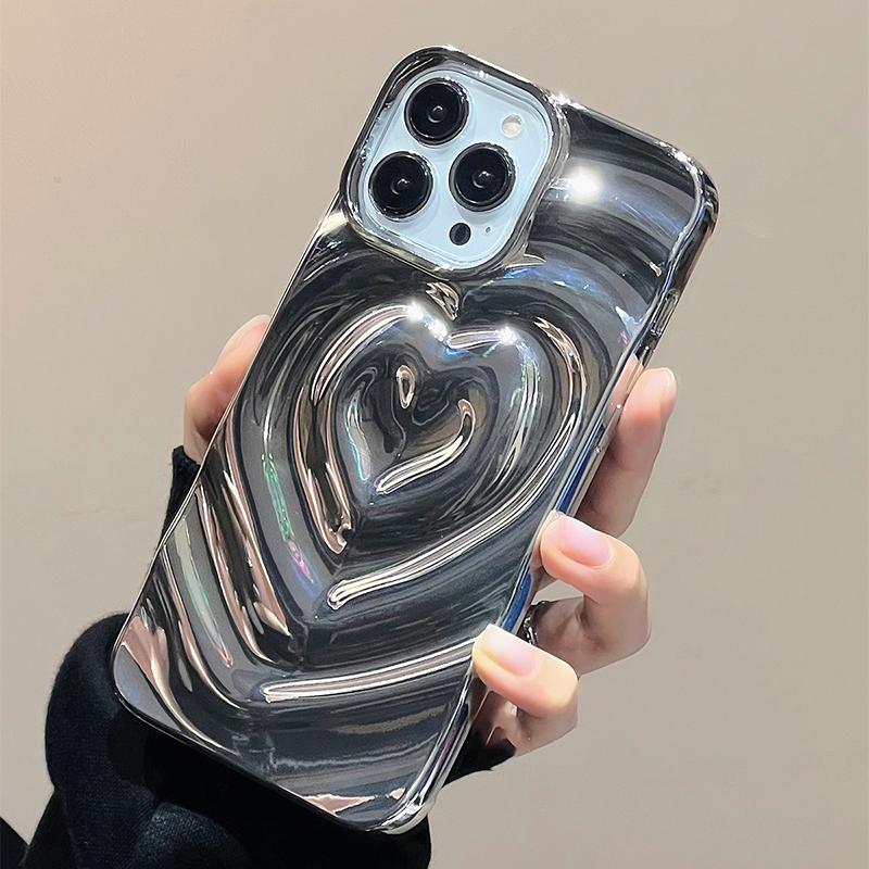 Retro Folds 3D Love Heart Case For For Iphone 13 11 12 14 1 16 17 Pro Max 17 Air Soft Shockproof Cover Bumper