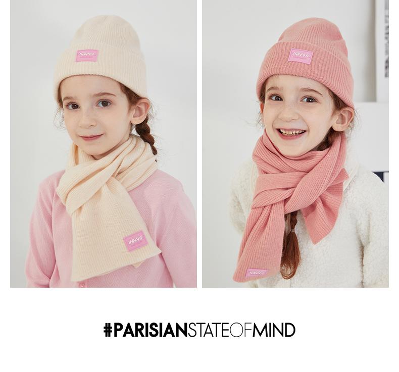 ELLE 100% Sheep Wool Children's Color Code Wool Knitted Series Collection Cold Hat/Scarf