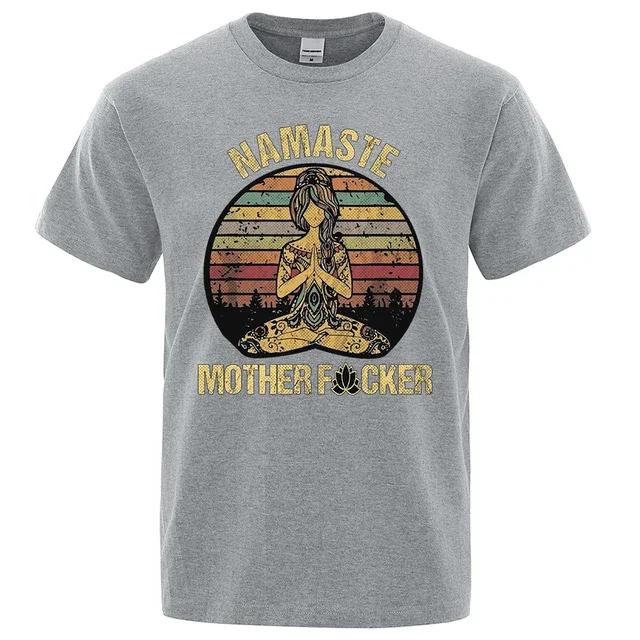 Vintage Namaste Mother Explicit Funny Tričko Tričko Pánské Tričko Dámská Bavlna Trička Topy Volné Krátké Rukávy Oversized Oblečení
