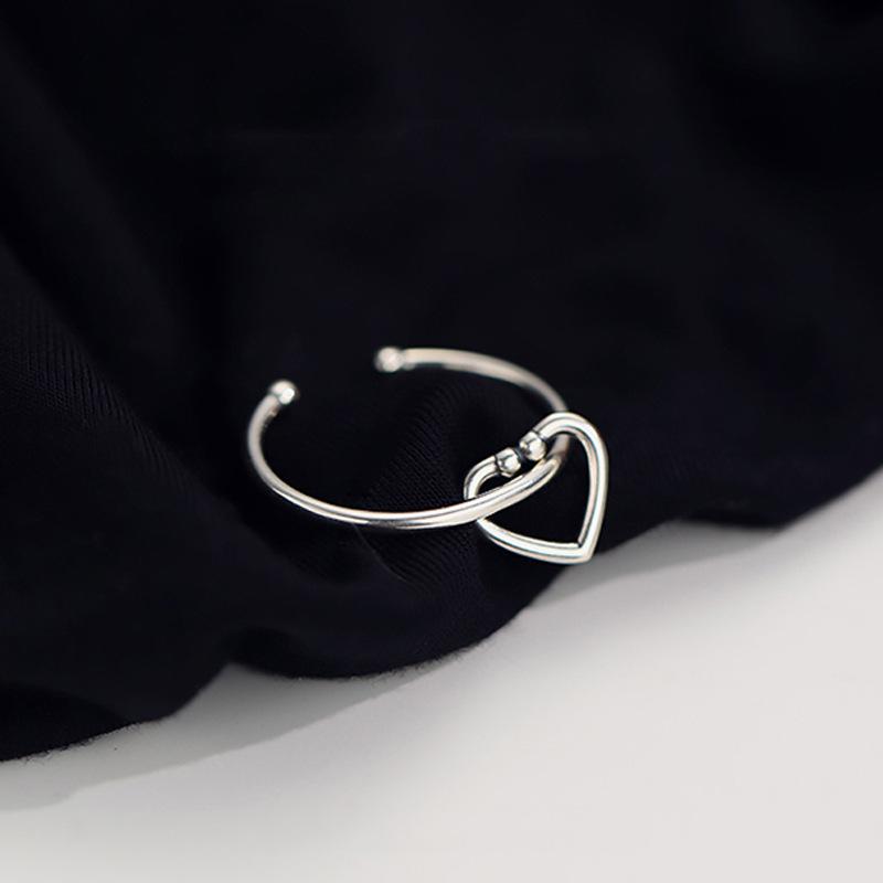 Niche Design Love Open Ring Women'S Small Fashion Temperament Trendy Creative Heart-Shaped Index Finger Ring