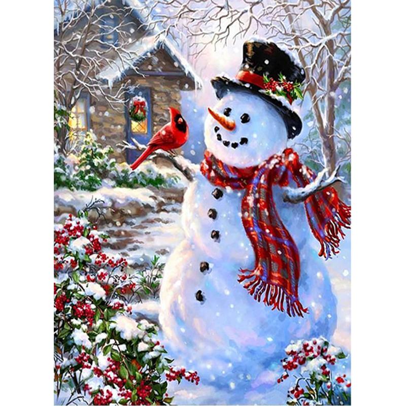Fai da te Cartone Animato Pupazzo di Neve Pittura Diamante 5D Trapano Rotondo Completo Babbo Natale Ricamo Diamante Regalo di Natale Kit di Ricamo Regalo