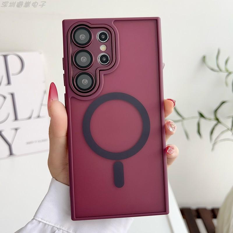 Suitable Samsung S26ultra Gold Shield Matte Skin Magnetic Phone Case S25plus Protective Cover Lens Film S24