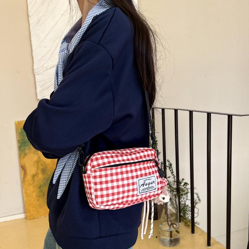 2025 New Mobile Phone Bag Trendy Messenger Women's Bag Student Korean Version Simple Plaid Small Satchel Mini Small Bag