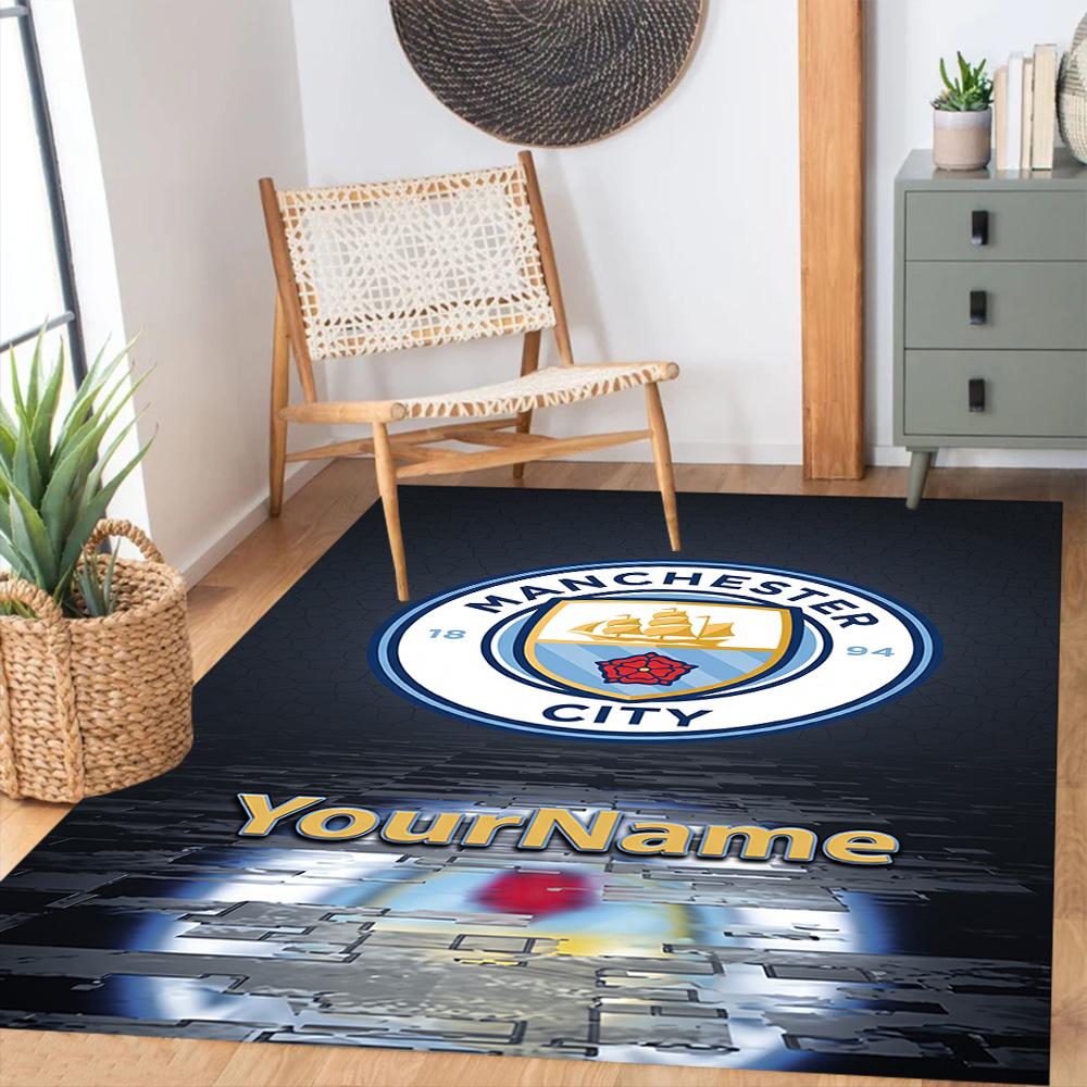 Manchester City Customize Text Area Rug Suitable for Game Room Study room Outdoor Foyer Anti-slip Rug Office home decor Gift for Festivals