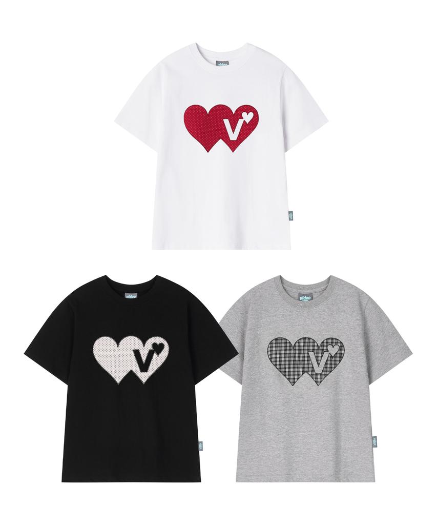 VIDEO JOCKEY Double Double Heart T-Shirt [Black]