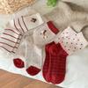 Female Autumn Winter Fashion New Year Christmas Bow Red Wool In Tube Socks