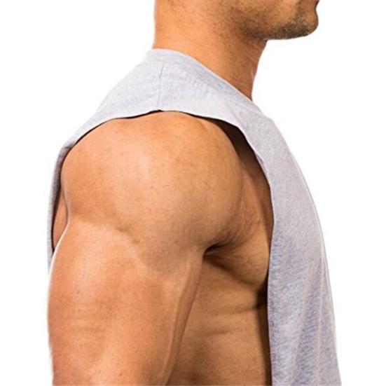 Men Vest Solid Color Loose Summer Round Neck Sleeveless Top for Fitness