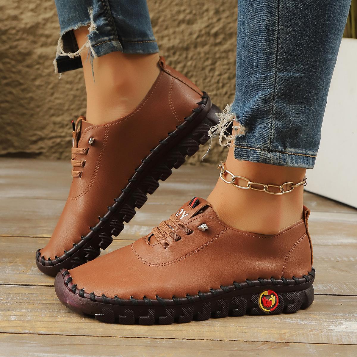 

Новая повседневная одинарная обувь женская сухожильная мягкая подошва ручной работы женская обувь 38 коричневый