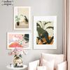 Books Illustration Tropical Monstera Girl Cheetah Boho Wall Art Canvas Painting Poster and Prints Pictures for Living Room Decor