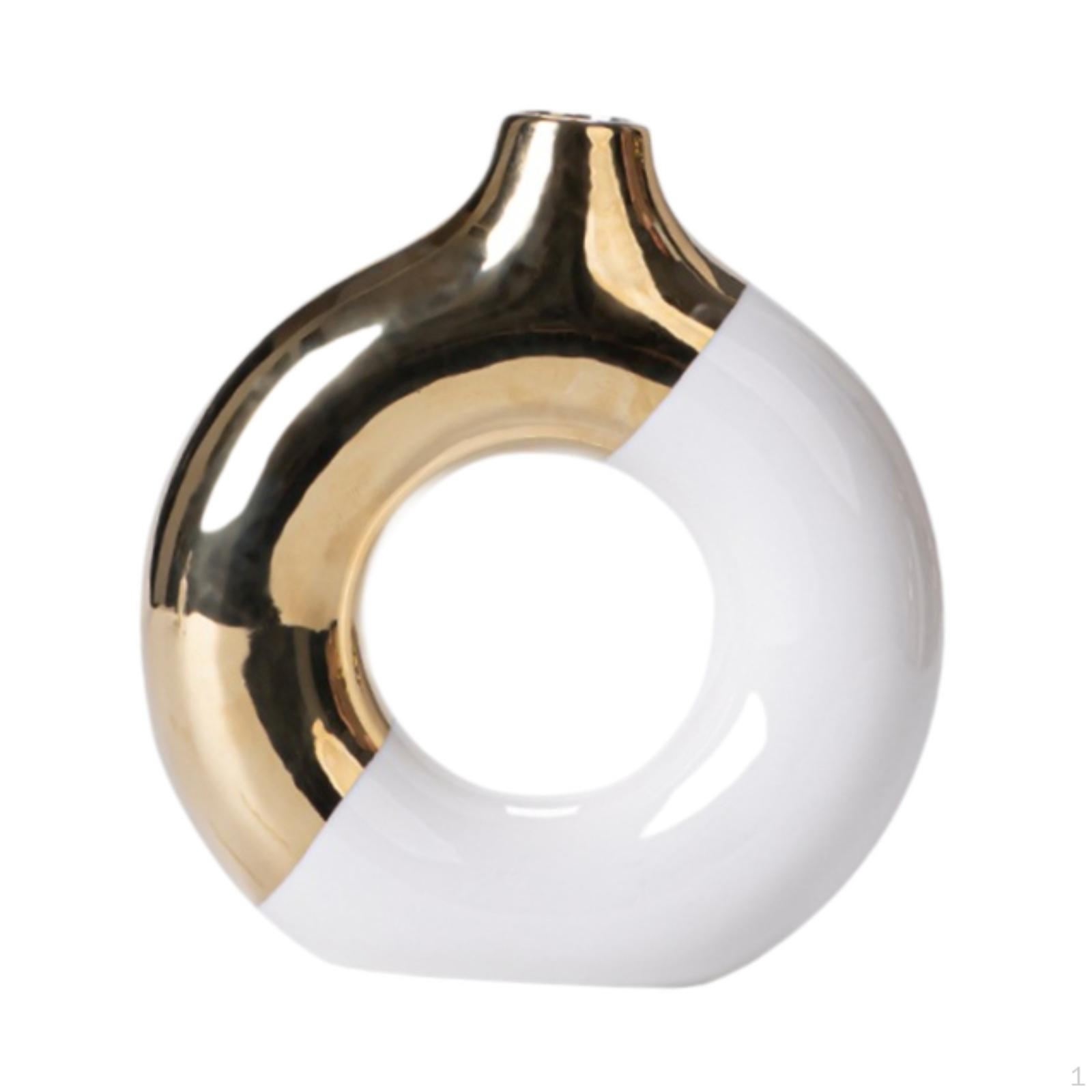 

Ceramic Donut Container for Plants And Flowers, Ideal Home Decor white gold