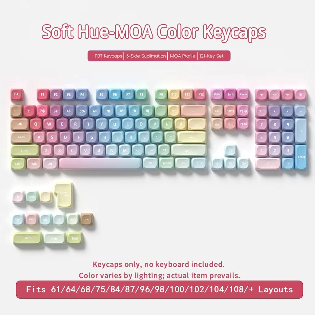130 Keys Blue Dream Five Sided Dye Sublimation Keycaps MOA Profile PBT Keycaps for Cherry MX Switch Mechanical Gaming Keyboard