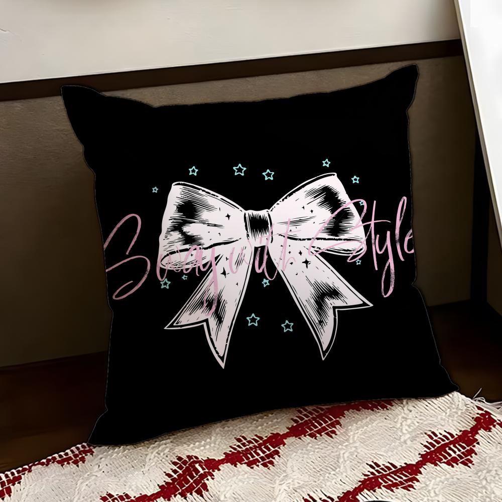 Korean TTrendy Bow Cushion Cover Reversible Soft Durable Pillow Cover Home Car MultiScene Use for Daily Comfort