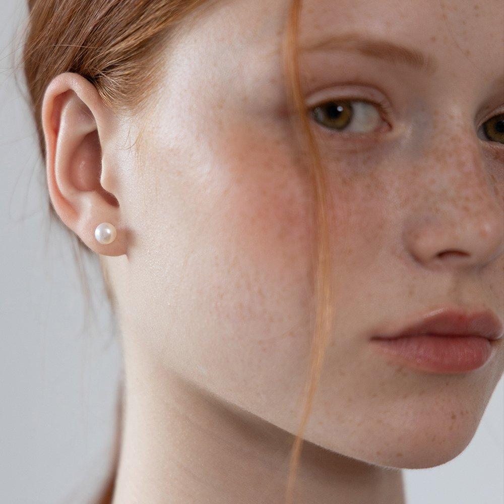 (925 Silver) Meringue Freshwater Pearl Stud Earrings Ec3240 Size 4