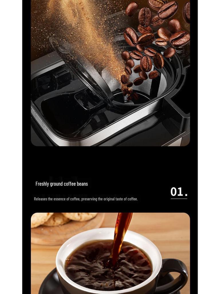 Smarte Amerikanische Kaffeemaschine: Automatischer Mahlwerk & Brühmaschine für Zuhause oder Büro