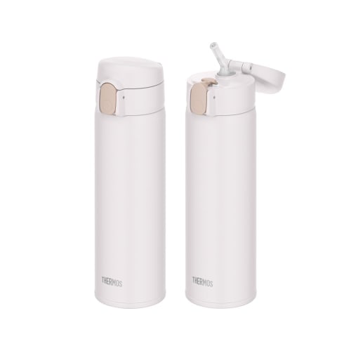 Thermos Vacuum Insulated Straw Bottle, 510ml, White, Keeps Drinks Cold Only, FKA-500 WH