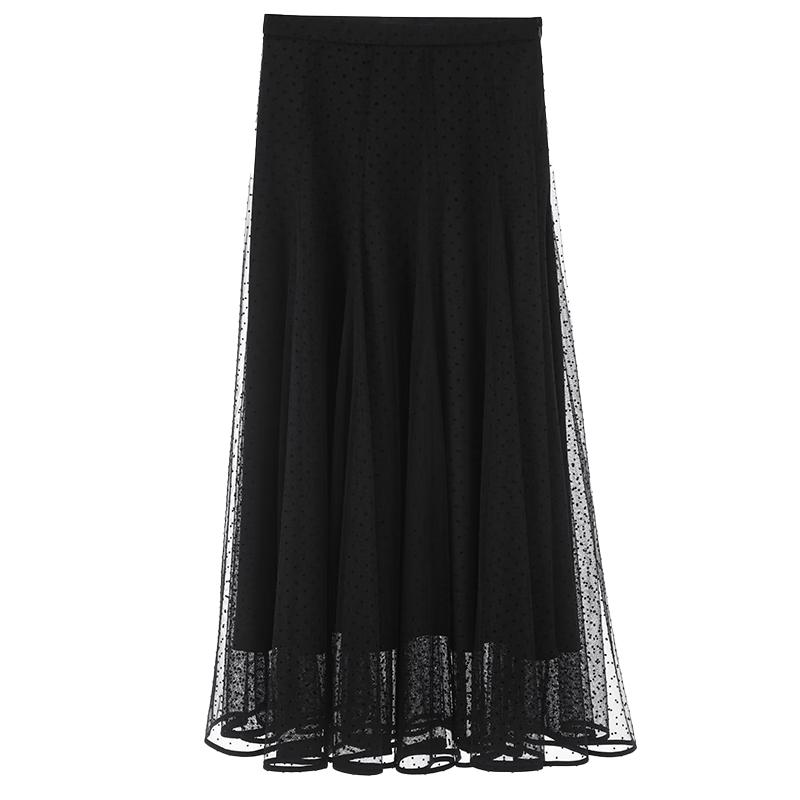 Langzi Retro Polka Dot High-Waist Skirt